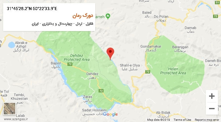 روستای دورک رمان بر روی نقشه