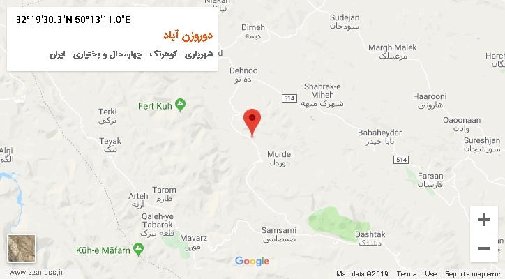 روستای دوروزن آباد بر روی نقشه