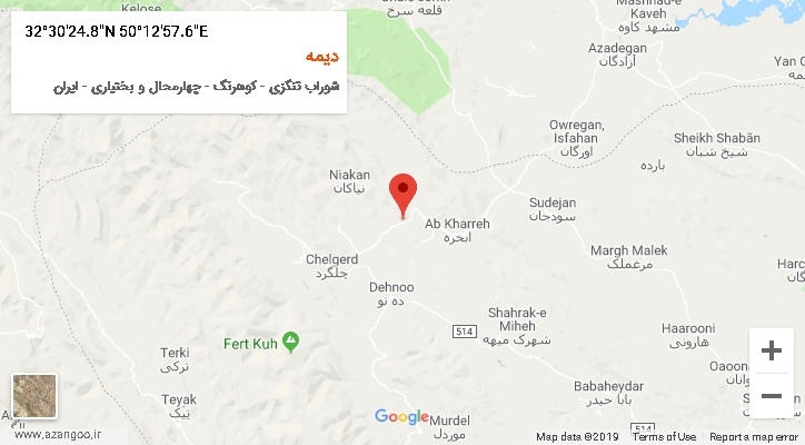 روستای دیمه بر روی نقشه