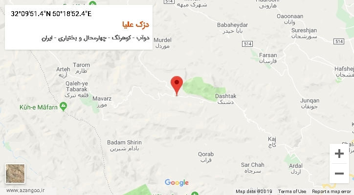 روستای دزک علیا بر روی نقشه