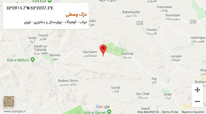 روستای دزک وسطی بر روی نقشه