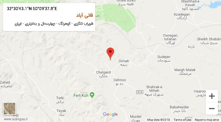 روستای فانی آباد بر روی نقشه