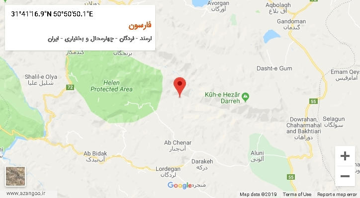 روستای فارسون بر روی نقشه