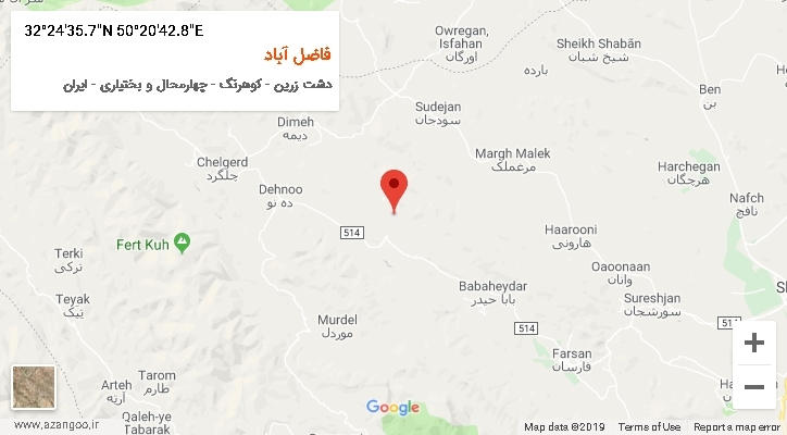 روستای فاضل آباد بر روی نقشه