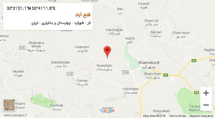 روستای فتح آباد بر روی نقشه
