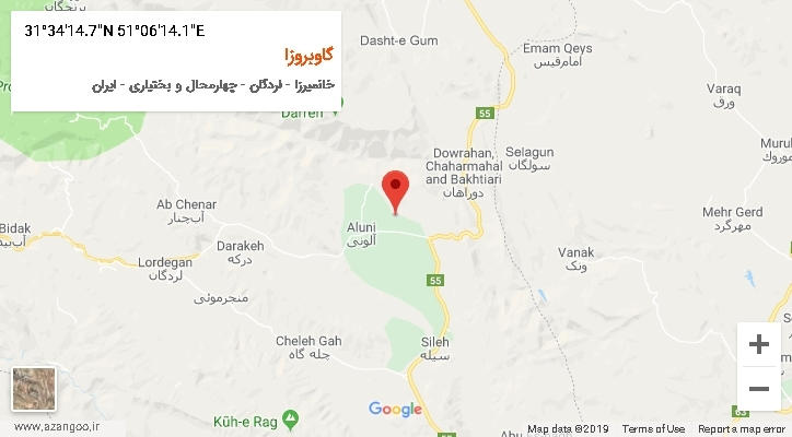 روستای گاوبروزا بر روی نقشه