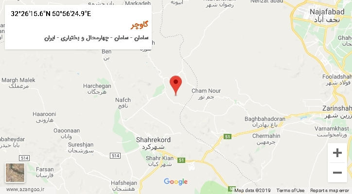 روستای گاوچر بر روی نقشه