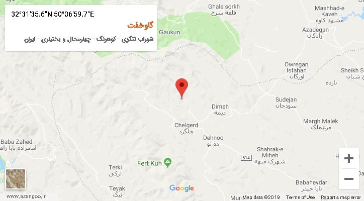 روستای گاوخفت بر روی نقشه