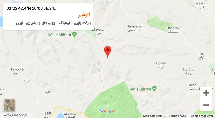 روستای گاوشیر بر روی نقشه