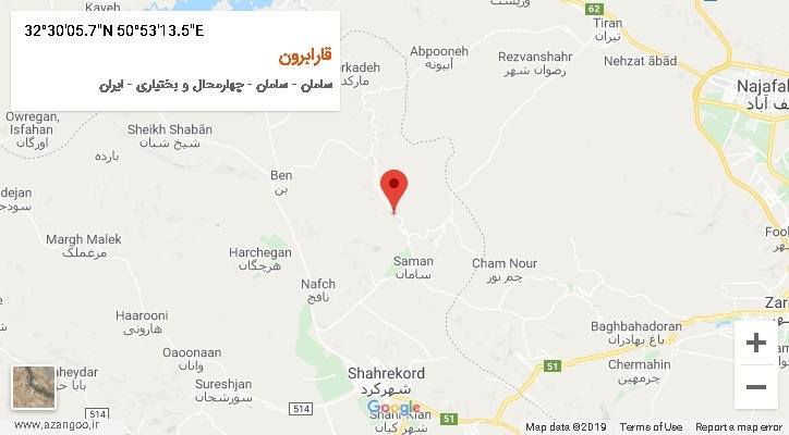 روستای قارابرون بر روی نقشه