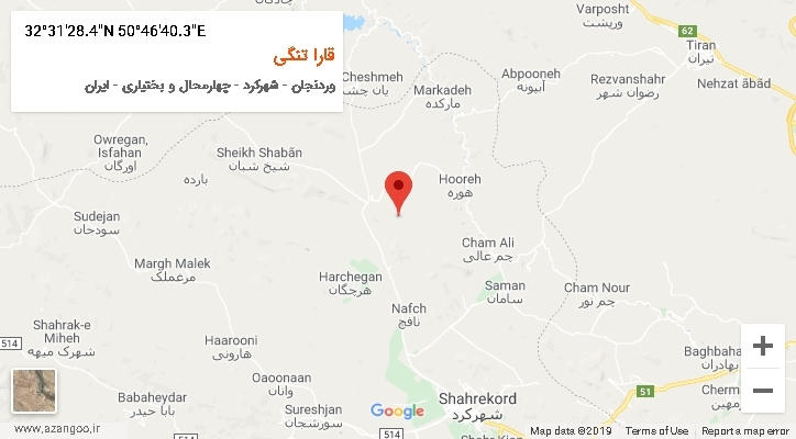 روستای قارا تنگی بر روی نقشه