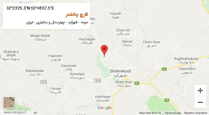 روستای قارچ چالشتر بر روی نقشه