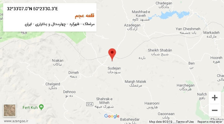 روستای قلعه عجم بر روی نقشه