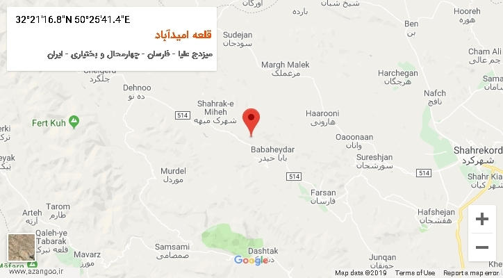 روستای قلعه امیدآباد بر روی نقشه