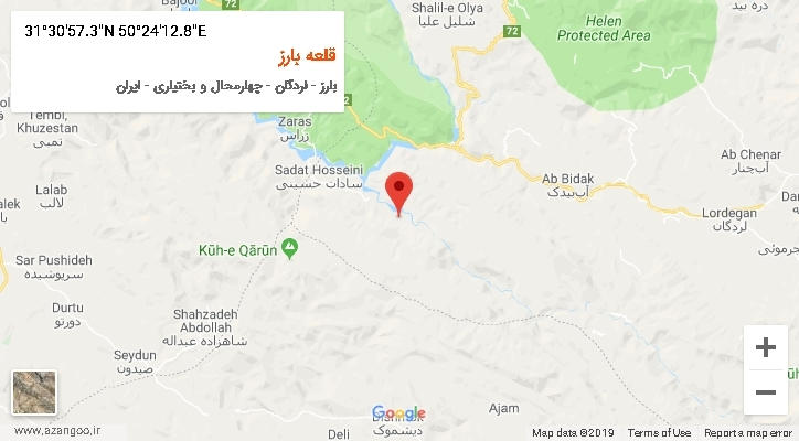 روستای قلعه بارز بر روی نقشه