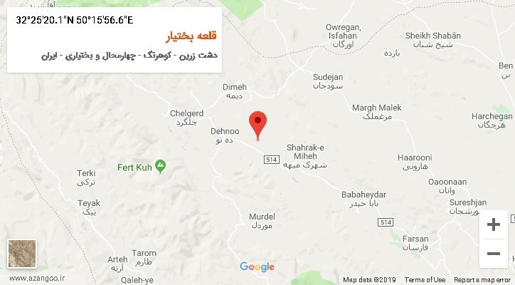 روستای قلعه بختیار بر روی نقشه