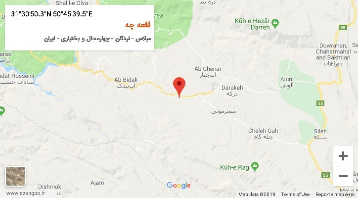 روستای قلعه چه بر روی نقشه