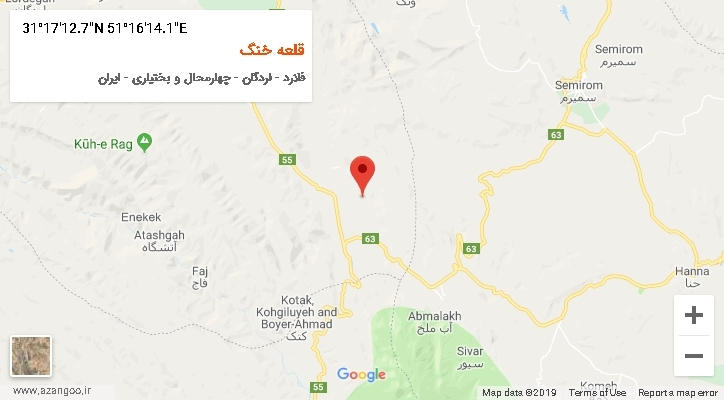 روستای قلعه خنگ بر روی نقشه