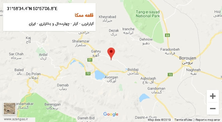 روستای قلعه ممکا بر روی نقشه