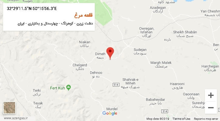 روستای قلعه مرغ بر روی نقشه