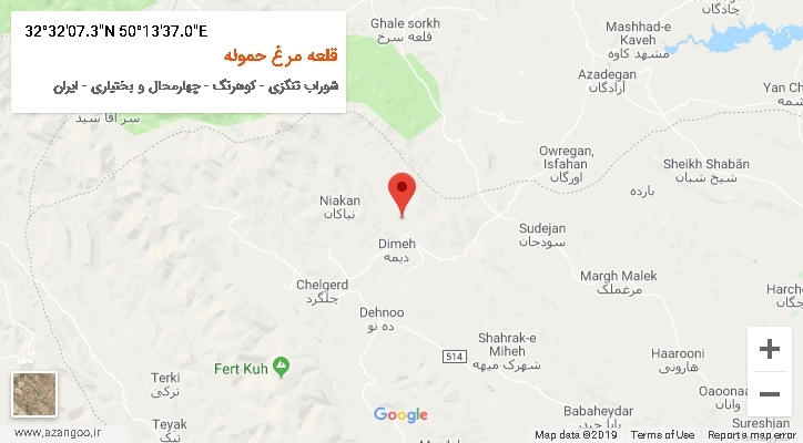 روستای قلعه مرغ حموله بر روی نقشه