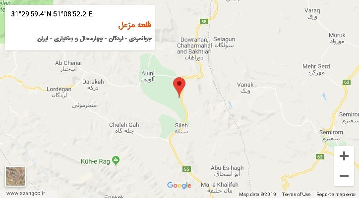 روستای قلعه مزعل بر روی نقشه