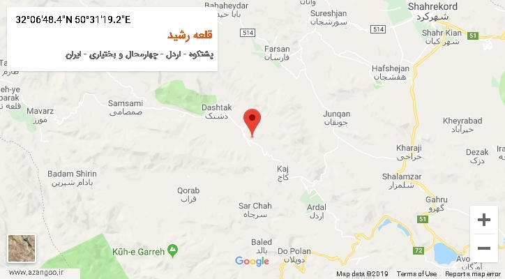 روستای قلعه رشید بر روی نقشه
