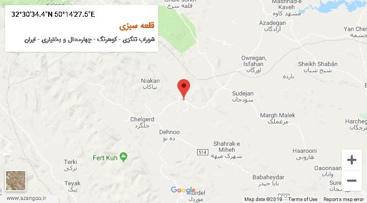 روستای قلعه سبزی بر روی نقشه