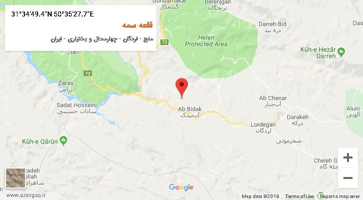 روستای قلعه سمه بر روی نقشه