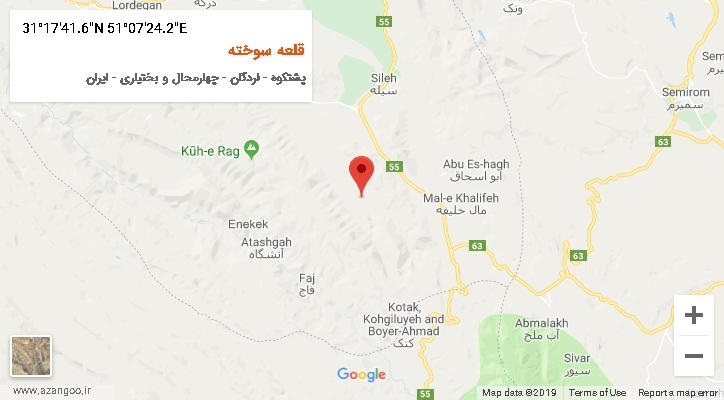 روستای قلعه سوخته بر روی نقشه