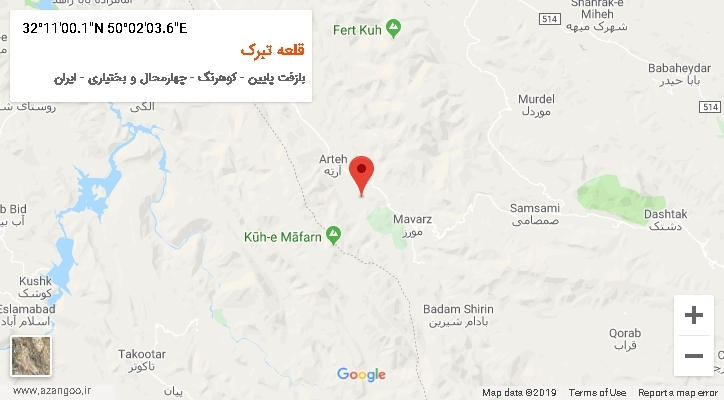 روستای قلعه تبرک بر روی نقشه