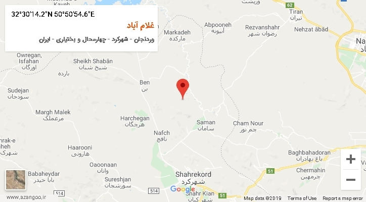 روستای غلام آباد بر روی نقشه