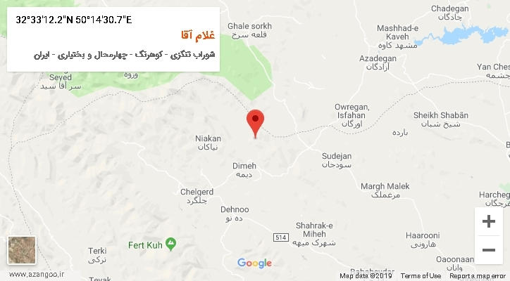 روستای غلام آقا بر روی نقشه