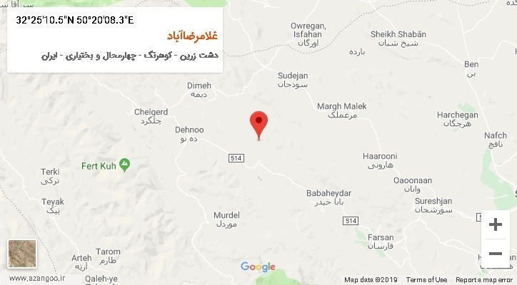 روستای غلامرضاآباد بر روی نقشه