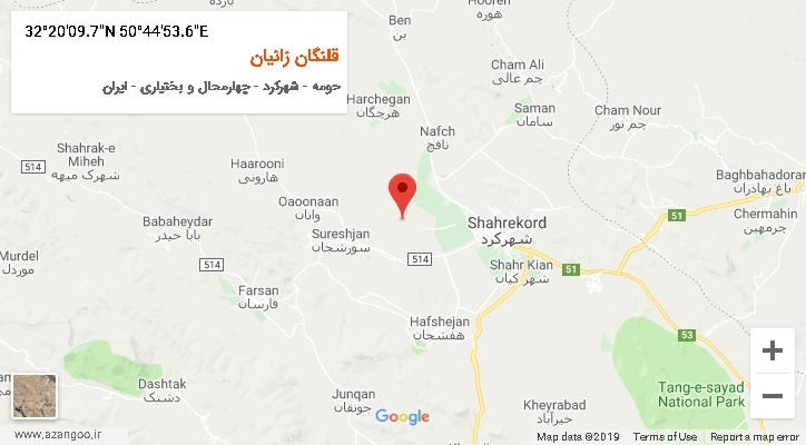 روستای قلنگان زانیان بر روی نقشه