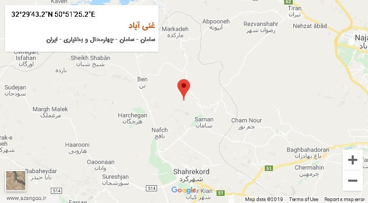 روستای غنی آباد بر روی نقشه