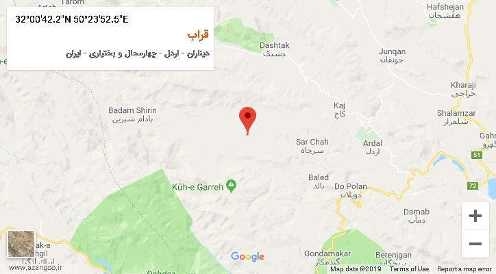 روستای قراب بر روی نقشه