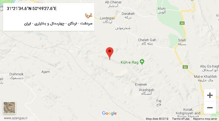روستای غربا بر روی نقشه