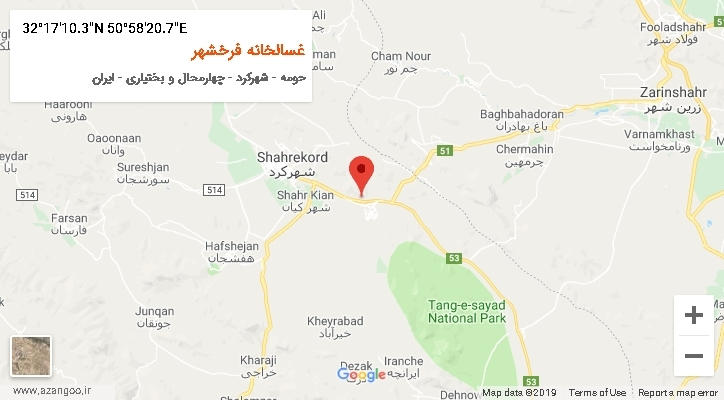 روستای غسالخانه فرخشهر بر روی نقشه