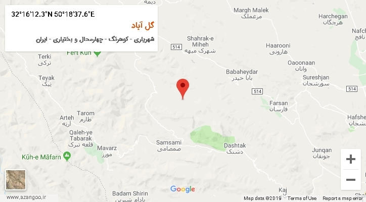 روستای گل آباد بر روی نقشه