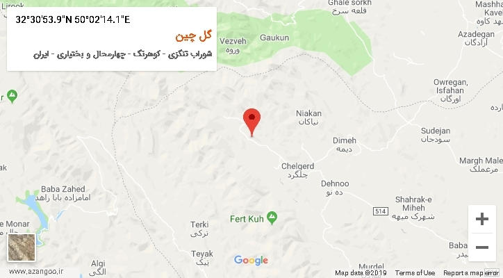 روستای گل چین بر روی نقشه