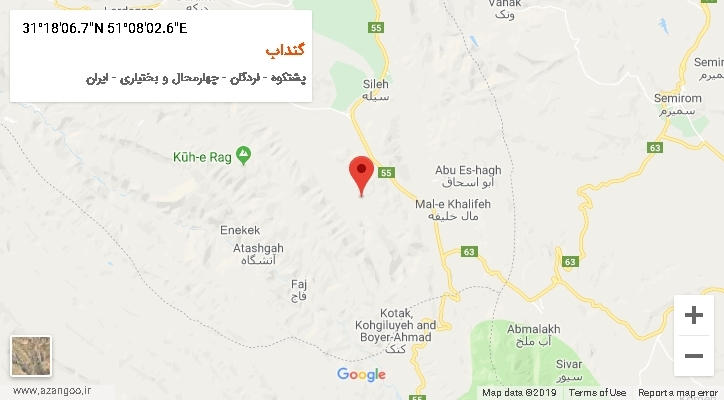 روستای گنداب بر روی نقشه