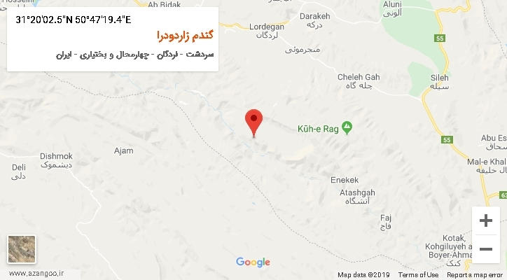روستای گندم زاردودرا بر روی نقشه