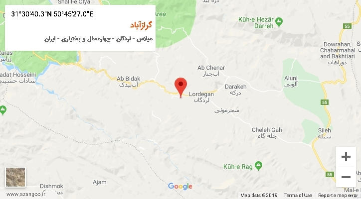 روستای گرازآباد بر روی نقشه