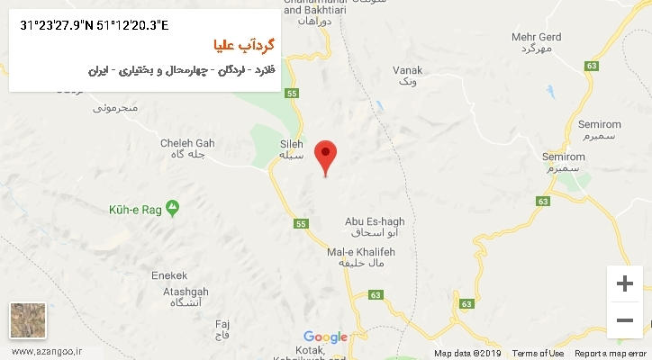 روستای گردآب علیا بر روی نقشه