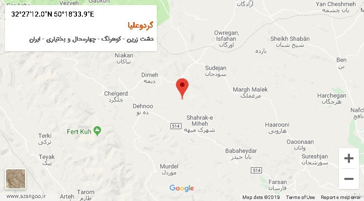 روستای گردوعلیا بر روی نقشه