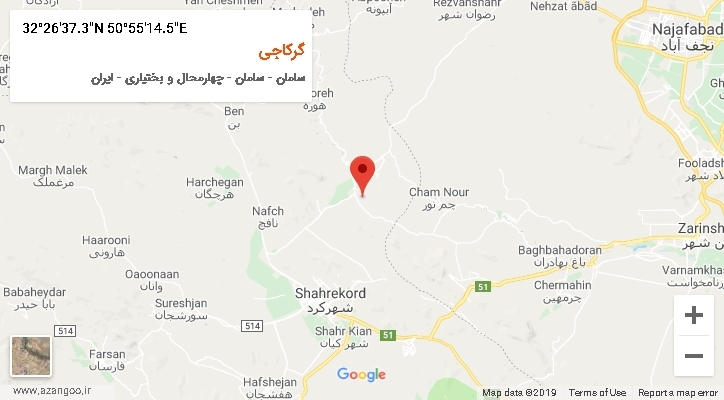 روستای گرکاجی بر روی نقشه