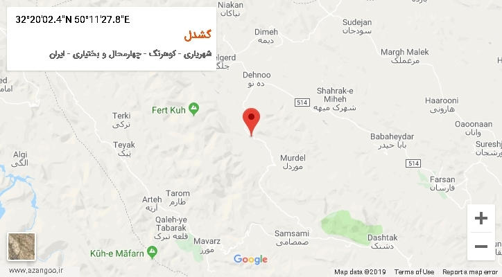 روستای گشدل بر روی نقشه