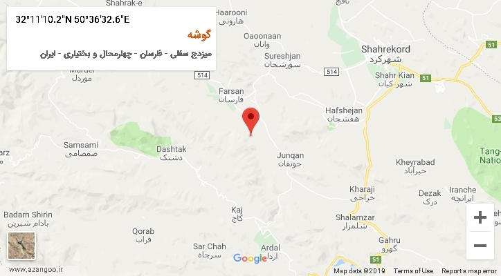 روستای گوشه بر روی نقشه
