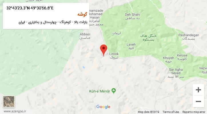 روستای گوشه بر روی نقشه